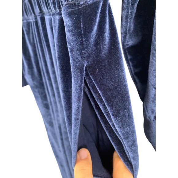 Fabletics Velour Zip-Up Wide Leg Onesie L Navy Jumpsuit RGG10698 NWT Mock Neck - Picture 13 of 13